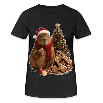 Christmas Capybara Advent Magic - Women's Breathable T-Shirt - black - Front - AI Model Female 172 light (172cm)