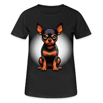 Pinscher miniature Pinscher Pinscher Pinscher Propriétaire Minpin - T-shirt respirant Femme - noir - Devant - AI Model Female 172 light (172cm)