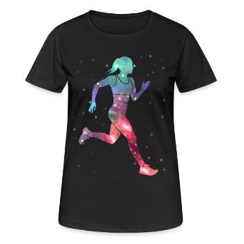 Laufen Joggen Weltraum Damen Mädchen Läuferin - Frauen T-Shirt atmungsaktiv - Schwarz - Vorne - AI Model Female 172 light (172cm)