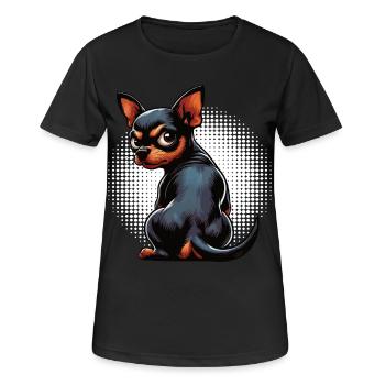 Pinscher miniature Pinscher Pinscher Pinscher Propriétaire Minpin - T-shirt respirant Femme - noir - Devant - AI Model Female 172 light (172cm)