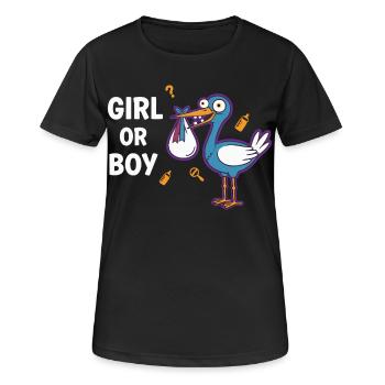 Gender Reveal Mädchen- oder Jungenbabyparty-Ankündigung - Frauen T-Shirt atmungsaktiv - Schwarz - Vorne - AI Model Female 172 light (172cm)