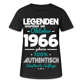 60. Geburtstag - Legenden wurden im Oktober 1966 - Frauen T-Shirt atmungsaktiv - Schwarz - Vorne - AI Model Female 172 light (172cm)