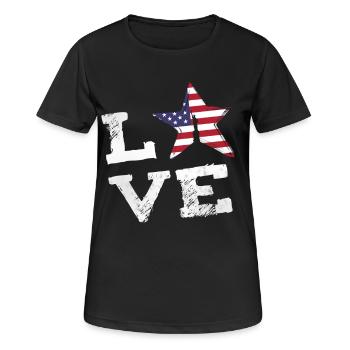 love usa freiheit NY stars and stripes stern Cool - Frauen T-Shirt atmungsaktiv - Schwarz - Vorne - AI Model Female 172 light (172cm)