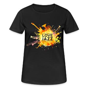 love Jazz musik konzert blasorchester bläser Band - Frauen T-Shirt atmungsaktiv - Schwarz - Vorne - AI Model Female 172 light (172cm)