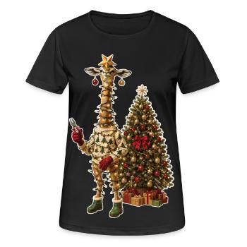 Giraffengazelle in der Lichterkettenfalle - Frauen T-Shirt atmungsaktiv - Schwarz - Vorne - AI Model Female 172 light (172cm)