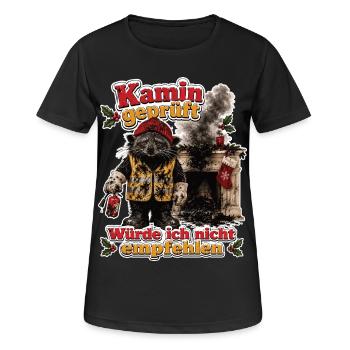 Kamin geprüft, Würde ich nicht empfehlen - Frauen T-Shirt atmungsaktiv - Schwarz - Vorne - AI Model Female 172 light (172cm)