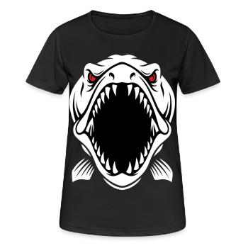 Brochet Barracuda Mascotte Logo Pêche Sport Gaming - T-shirt respirant Femme - noir - Devant - AI Model Female 172 light (172cm)