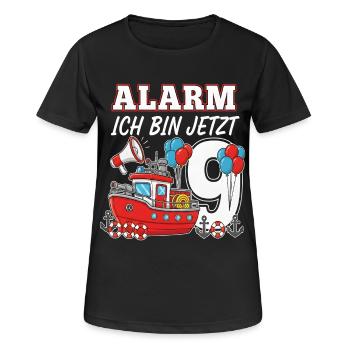 Alarm Ich Bin Jetzt 9 Feuerwehr Geburtstag - Frauen T-Shirt atmungsaktiv - Schwarz - Vorne - AI Model Female 172 light (172cm)