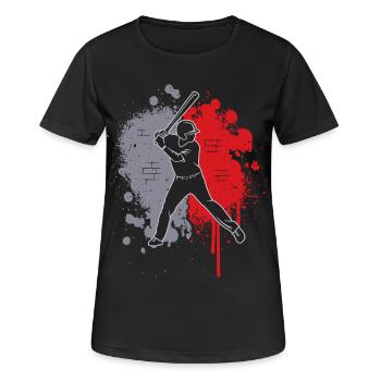 Baseball Baseballer Farbklecks Baseballspieler - Frauen T-Shirt atmungsaktiv - Schwarz - Vorne - AI Model Female 172 light (172cm)