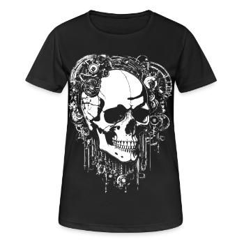 Steampunk Skull with Gears - Women's Breathable T-Shirt - black - Front - AI Model Female 172 light (172cm)