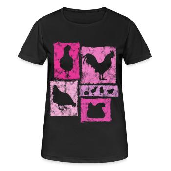 Chickens graphic for farmer and farm - Women's Breathable T-Shirt - black - Front - AI Model Female 172 light (172cm)