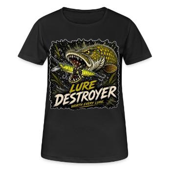 T-shirt Destroyer Leurre de pêche au brochet - T-shirt respirant Femme - noir - Devant - AI Model Female 172 light (172cm)