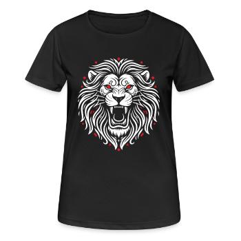 Roaring Lion Tribal Mascot Logo Sport Gaming - Women's Breathable T-Shirt - black - Front - AI Model Female 172 light (172cm)