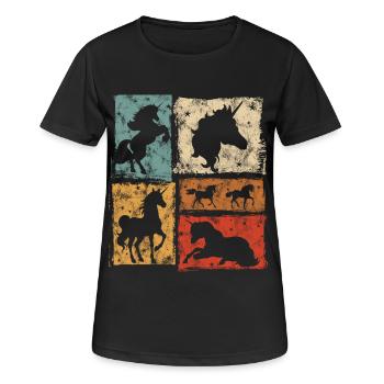 Unicorns in perspectives with stars - Women's Breathable T-Shirt - black - Front - AI Model Female 172 light (172cm)