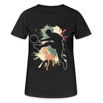 Fussball Fussballspieler Fußball spielen - Frauen T-Shirt atmungsaktiv - Schwarz - Vorne - AI Model Female 172 light (172cm)