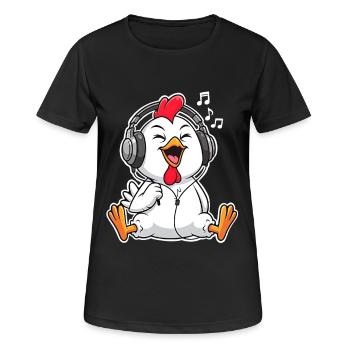 Chicken Chicks Singing Listening to Music - Women's Breathable T-Shirt - black - Front - AI Model Female 172 light (172cm)