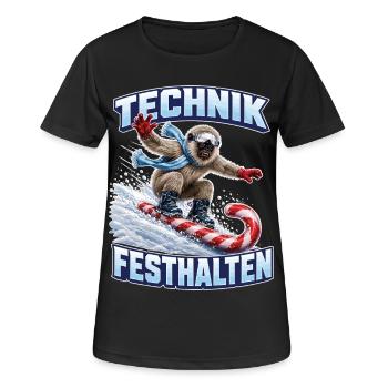 Brillenlangur auf der Zuckerstange - Frauen T-Shirt atmungsaktiv - Schwarz - Vorne - AI Model Female 172 light (172cm)