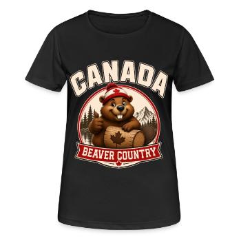 Kanada Biber Land - Frauen T-Shirt atmungsaktiv - Schwarz - Vorne - AI Model Female 172 light (172cm)
