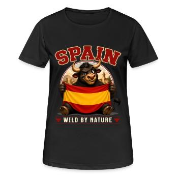 Taureau d’Espagne sauvage par nature Drapeau espagnol - T-shirt respirant Femme - noir - Devant - AI Model Female 172 light (172cm)