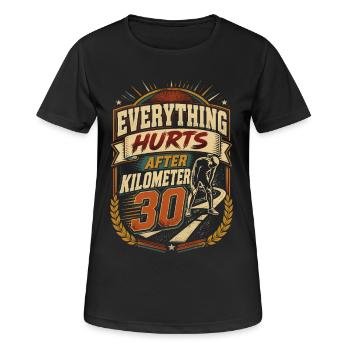 Marathon Marathonläufer Laufen Kilometer 30 - Frauen T-Shirt atmungsaktiv - Schwarz - Vorne - AI Model Female 172 light (172cm)