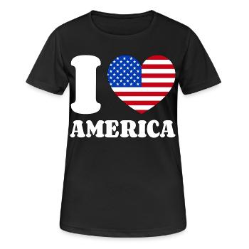 I Love America Herz Liebe Amerika Fan USA Flagge - Frauen T-Shirt atmungsaktiv - Schwarz - Vorne - AI Model Female 172 light (172cm)