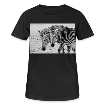 Zebra Freunde  Schwarzweiß-Safari - Frauen T-Shirt atmungsaktiv - Schwarz - Vorne - AI Model Female 172 light (172cm)