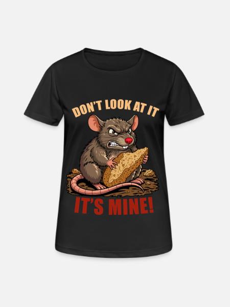 Clever rat steals bread - Women's Breathable T-Shirt - black