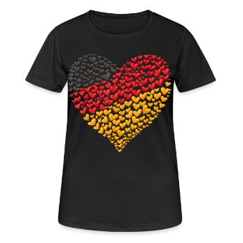 Herzmosaik der deutschen Flagge - Frauen T-Shirt atmungsaktiv - Schwarz - Vorne - AI Model Female 172 light (172cm)