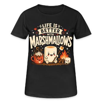 Das Leben ist besser mit Marshmallows - Frauen T-Shirt atmungsaktiv - Schwarz - Vorne - AI Model Female 172 light (172cm)