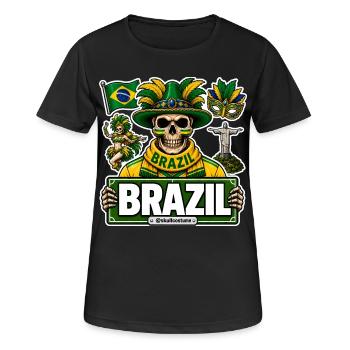 SkullCostume World Edition: Brasilien - Frauen T-Shirt atmungsaktiv - Schwarz - Vorne - AI Model Female 172 light (172cm)