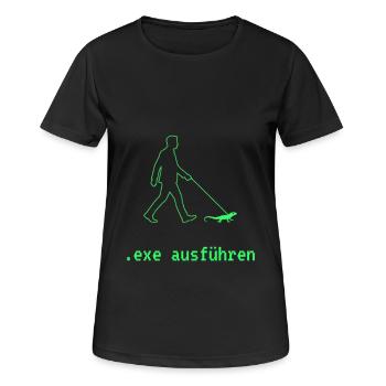 exe ausführen - Frauen T-Shirt atmungsaktiv - Schwarz - Vorne - AI Model Female 172 light (172cm)