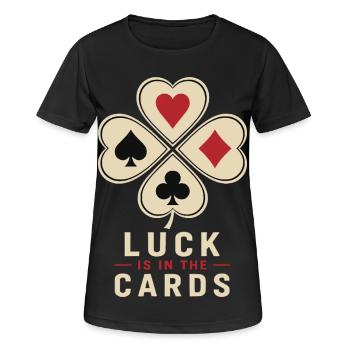 Le bonheur réside dans le motif du trèfle poker de cartes - T-shirt respirant Femme - noir - Devant - AI Model Female 172 light (172cm)