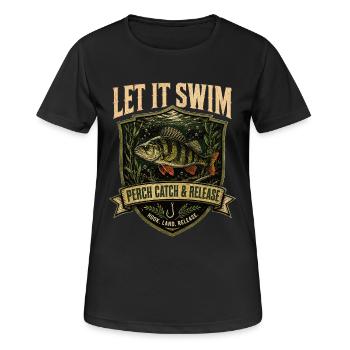 Barschangler Catch and Release Shirt - Frauen T-Shirt atmungsaktiv - Schwarz - Vorne - AI Model Female 172 light (172cm)