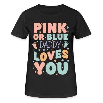Révélation du sexe Rose ou Bleu Papa t’aime - T-shirt respirant Femme - noir - Devant - AI Model Female 172 light (172cm)