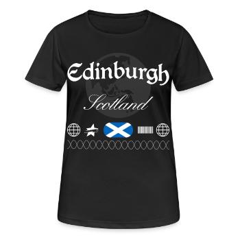 Edinburgh Schottland Streetwear Reise Souvenir - Frauen T-Shirt atmungsaktiv - Schwarz - Vorne - AI Model Female 172 light (172cm)
