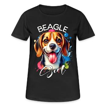 Beagle Mädchen Beagle - Frauen T-Shirt atmungsaktiv - Schwarz - Vorne - AI Model Female 172 light (172cm)