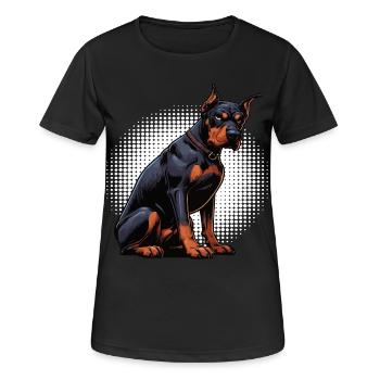Dobermann Dobermannbesitzer Dobermannliebhaber - Frauen T-Shirt atmungsaktiv - Schwarz - Vorne - AI Model Female 172 light (172cm)