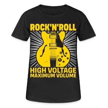 Rock'N'Roll Hochspannungsgitarre - Frauen T-Shirt atmungsaktiv - Schwarz - Vorne - AI Model Female 172 light (172cm)