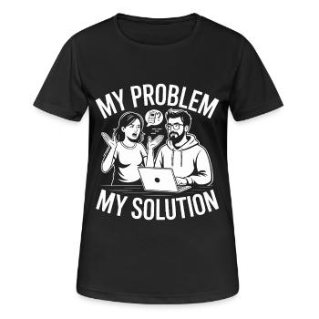 Développeur d’applications mobiles : mon problème : mon pictogramme papa - T-shirt respirant Femme - noir - Devant - AI Model Female 172 light (172cm)