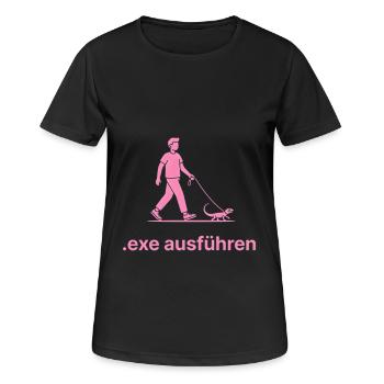 .EXE ausführen – Lustiges Informatiker Shirt pink - Frauen T-Shirt atmungsaktiv - Schwarz - Vorne - AI Model Female 172 light (172cm)