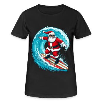 Christmas In July Surfing Santa Claus - Frauen T-Shirt atmungsaktiv - Schwarz - Vorne - AI Model Female 172 light (172cm)