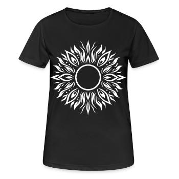 Mittsommer Sonne – Tribal Boho Symbol - Frauen T-Shirt atmungsaktiv - Schwarz - Vorne - AI Model Female 172 light (172cm)