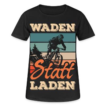 Waden Statt Laden Mountainbike Ohne Akku Mtb - Frauen T-Shirt atmungsaktiv - Schwarz - Vorne - AI Model Female 172 light (172cm)