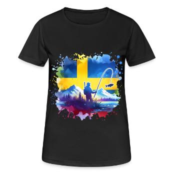 Schweden Angler - Frauen T-Shirt atmungsaktiv - Schwarz - Vorne - AI Model Female 172 light (172cm)