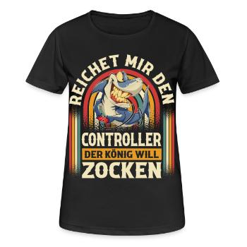 Gaming - Frauen T-Shirt atmungsaktiv - Schwarz - Vorne - AI Model Female 172 light (172cm)