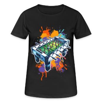 Tischkicker Tischfußball - Frauen T-Shirt atmungsaktiv - Schwarz - Vorne - AI Model Female 172 light (172cm)