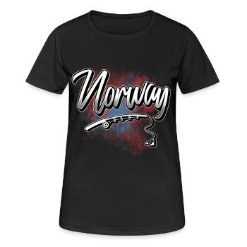 Canne à pêche norvégienne - T-shirt respirant Femme - noir - Devant - AI Model Female 172 light (172cm)