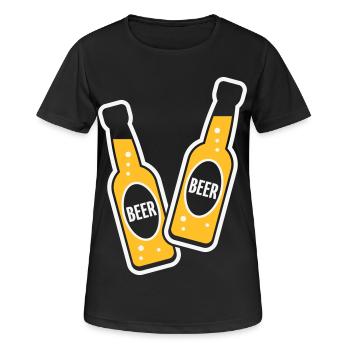 2 Bierflaschen zum Toasten (Bier / NEG 2C) - Frauen T-Shirt atmungsaktiv - Schwarz - Vorne - AI Model Female 172 light (172cm)