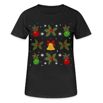 Wintermotiv aus Glocken und Kugeln - Frauen T-Shirt atmungsaktiv - Schwarz - Vorne - AI Model Female 172 light (172cm)