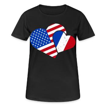 France USA Love French American - T-shirt respirant Femme - noir - Devant - AI Model Female 172 light (172cm)